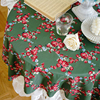 绿色印花桌布玫瑰花防水法式蕾丝，小圆桌布田园，茶几台布拍摄装饰布