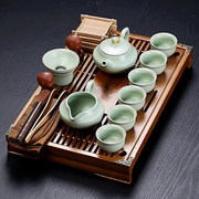 功夫茶具套装家用整套实木茶盘轻奢紫砂陶瓷茶壶茶杯2023