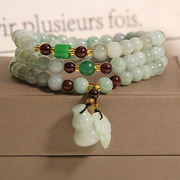 天然翡翠手链女小众设计感复古3圈多层玉石，葫芦貔貅手串手环礼物