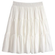 裙子女夏半身裙2024夏季白色，短裙百褶裙高腰，a字蛋糕裙半裙
