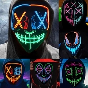 鬼步舞面具v字舞会el，冷光线面具，万圣节恐怖面罩led发光面具