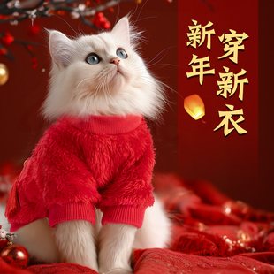 小猫猫咪新春过年衣服加厚保暖加绒宠物布偶马甲背心防掉毛冬季款
