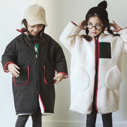 童装女童秋冬韩版加厚保暖羊羔绒，外套中大儿童两面穿亲子保暖大衣