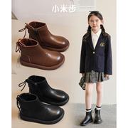 米米果女童靴子2023年秋冬季童靴儿童软底短靴女孩中大童单靴