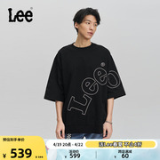 Lee商场同款24春夏舒适圆领大Logo黑色男短袖T恤LMT007462203