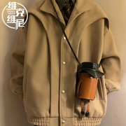 毛呢外套男士秋冬季2023韩版潮流复古休闲高级感短款妮子大衣