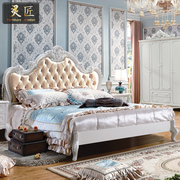 欧式床法式储物高箱婚床，主卧双人床1.5米1.8米排骨架床香槟色