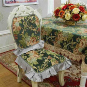 美式乡村田园餐桌布艺椅垫桌布，饰巾欧式绿色提花，椅子垫椅套可实用