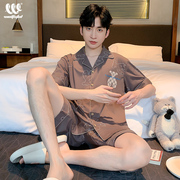 男士睡衣夏季莫代尔，短袖短裤青少年韩版冰丝卡通，薄款家居服两件套