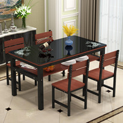 新餐桌椅组合家用餐台4人6人简约餐桌长方形吃饭桌子钢化玻璃印厂