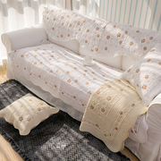 欧式白色双面纯棉布艺沙发垫，北欧简约全棉沙发巾，韩式四季坐垫现代