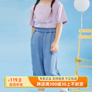 迪迪鹿2024夏季女大儿童超薄牛仔，七分裤c121dc22420