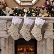 202礼0烫麻圣诞袜饰用装品庭圣诞子家袋金布物圣诞袜