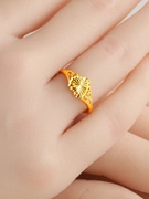黄金戒指女款AU750素金指环爱心形时尚纯金首饰送女友按克重