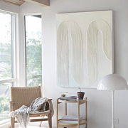 客厅极简侘寂风落地画白色，抽象装饰画玄关纯手绘油画立体肌理挂画