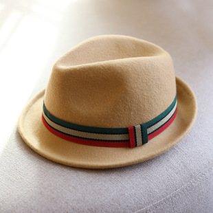 韩版时尚秋冬儿童帽子男爵士帽羊毛小孩礼帽毡帽子时尚