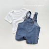 韩系婴幼儿童夏季哈衣套装男女宝宝薄款t恤牛仔背带裤二件套