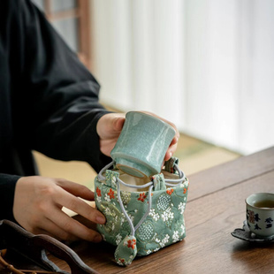 茶壶茶杯收纳袋盖碗布袋棉麻便携旅行布包提绳杯袋茶道零配糖果
