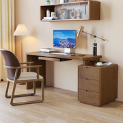 实木多层板桌柜一体电脑台式桌小户型家用卧室办公转角写字台