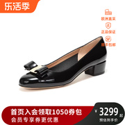 Salvatore Ferragamo菲拉格慕 女士VARA系列皮革蝴蝶结粗跟鞋