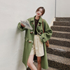 绿色牛角扣毛呢外套女中长冬季今年流行韩系温柔高级呢子大衣