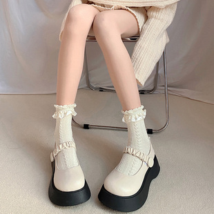 蕾丝短袜女夏白色花边中筒袜，薄款公主袜子，春秋jk可爱洛丽塔lolita