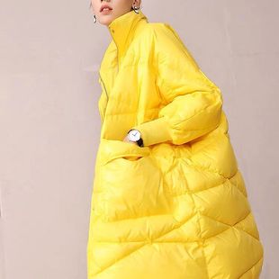 高品质黄色面包羽绒服女加厚中长款2021冬装韩版宽松洋气外套
