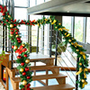 圣诞藤条2.7米豪华挂摆件圣诞节装饰品金红套餐花环拱门橱窗布置