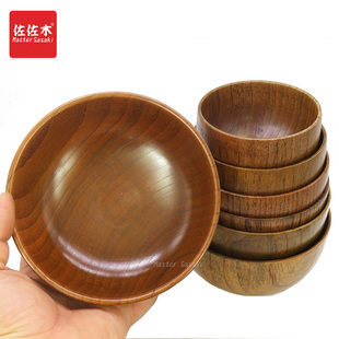日式儿童木碗大号成人家用纯手工复古实木，小饭碗餐具套装面碗点心