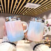 大容量杯子带盖子高颜值创意马克，杯子女生陶瓷水杯家用办公室咖啡