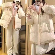 冬季加绒假两件羽绒棉服韩系穿搭洋气小个子气质加厚保暖外套