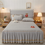 韩版蕾丝床裙透气绣花床罩床头罩加厚夹棉床单防滑单件床垫保护套