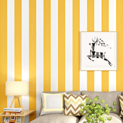 暖黄色墙纸竖条纹现代简约北欧风格卧室客厅儿童房电视背景墙壁纸