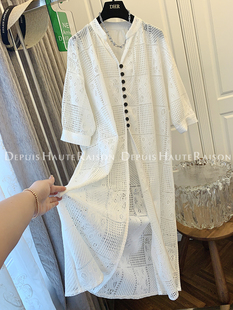 DHR 今年流行漂亮法式蕾丝裙叠穿中长款衬衫连衣裙子罩衫夏装