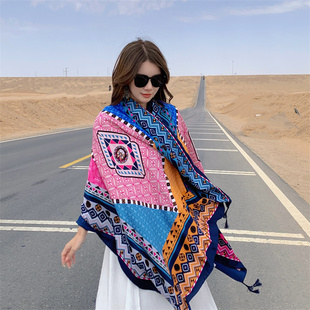 波西米亚披肩围巾丝巾，2024女新疆西藏青海沙漠，大西北旅游穿搭