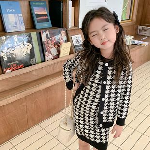 2022秋季女童韩版毛衣背心，裙+毛线，开衫2件套小香风针织连衣裙