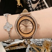 士手表潮流时尚个性气质水晶流沙不锈钢表带手表DACR镶钻女