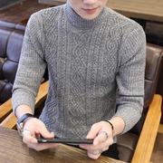 日本男士半高领毛衣男秋冬季韩版加绒加厚保暖个性潮流打底针