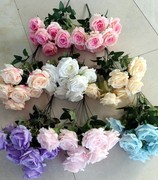 仿真玫瑰花束高品质绢花塑料花客厅装饰花婚庆手捧花路引花材拍摄