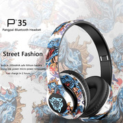 爆品p35无线头戴式蓝牙，耳机国潮涂鸦跨境电商通话音乐