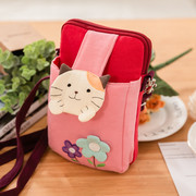 台湾啵啵猫620078可爱花朵，猫咪斜挎包，手机袋iphone8plus
