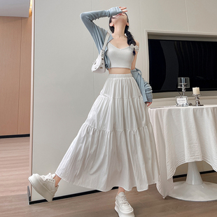 白色法式蓬蓬裙女夏季薄款2024气质仙女半身裙a字，芭蕾蛋糕裙