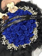蓝色妖姬真玫瑰花束礼盒，北京鲜花速递同城，广州上海重庆配送生日店