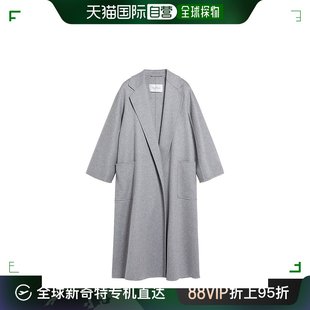 99新未使用香港直邮maxmara女士，浅灰色羊绒无扣系带大衣10