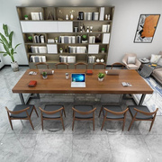 时尚铁艺实木餐桌简约复古长方形办公桌电脑桌大板长桌书桌会议桌