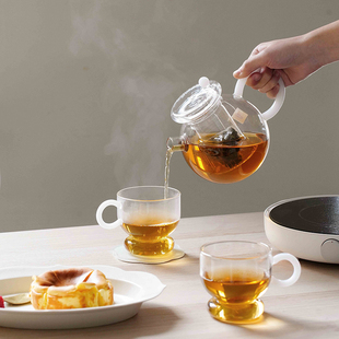 莫语 原创设计ins风可加热玻璃茶壶茶杯套装 功夫煮茶具养生水壶