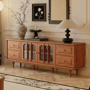 法式复古实木电视柜收纳储物柜一体客厅家用美式茶几电视机柜组合