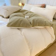 冬季牛奶绒双四件套加厚面德芙，法兰珊瑚绒，床单被套撸猫感床上用品