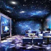 3D立体宇宙星空壁纸酒吧ktv主题包厢墙纸卧室天花板吊顶壁画太空
