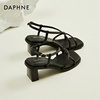 达芙妮daphne~法式编织罗马鞋女夏季粗跟凉鞋露趾时装高跟鞋